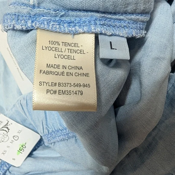 Bella Dahl Light Blue Tencel Women's Shorts Button Fly Tie Waist Large - Picture 7 of 9